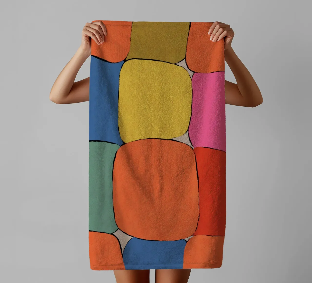 Block pattern fields towel by Carinaprint