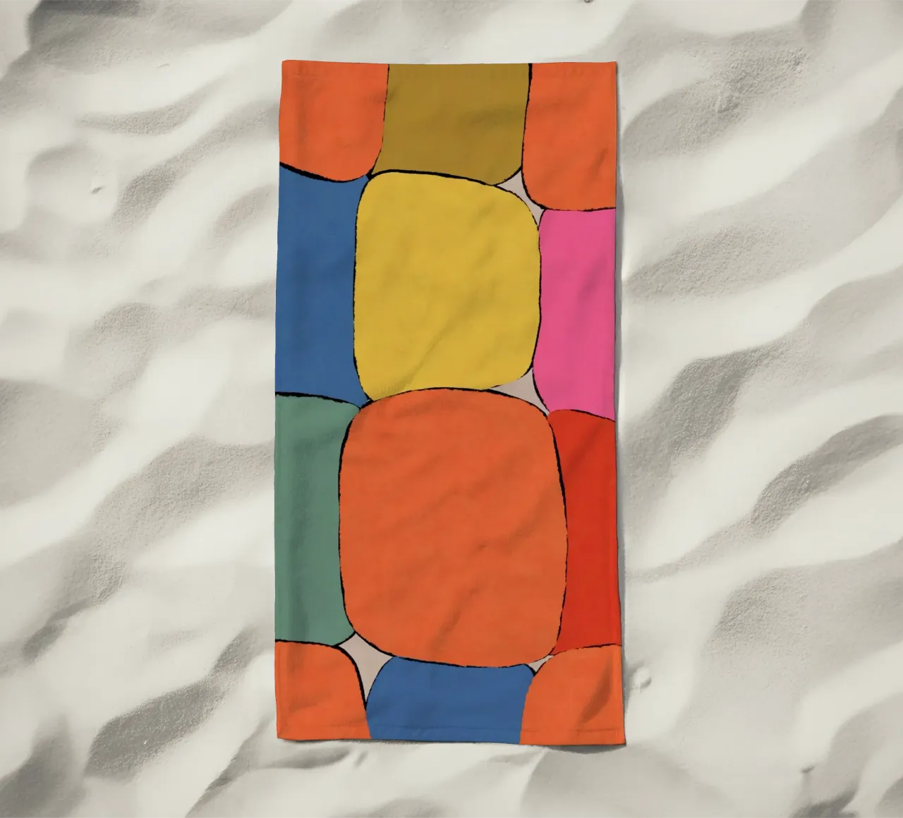 Block pattern fields beach towel by Carinaprint