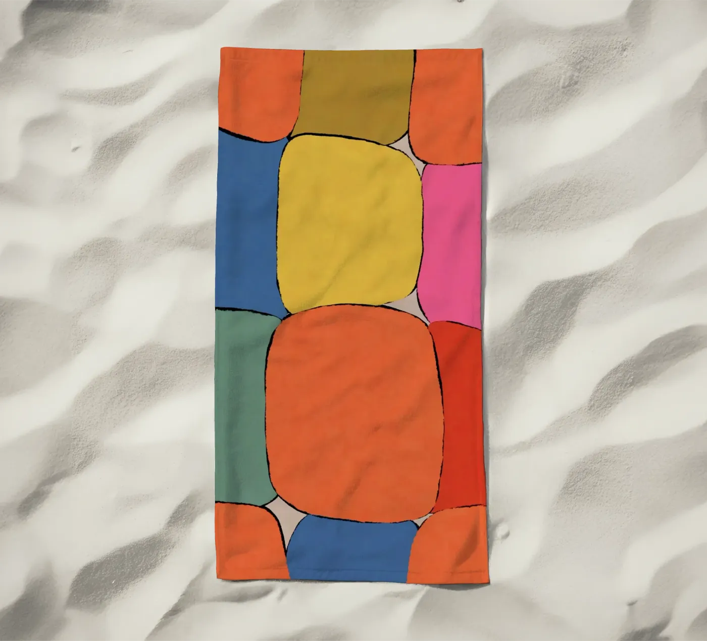 Blokpatroonvelden strandhanddoek van Carinaprint