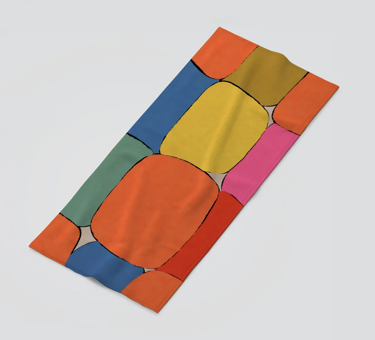 Block pattern fields beach towel by Carinaprint