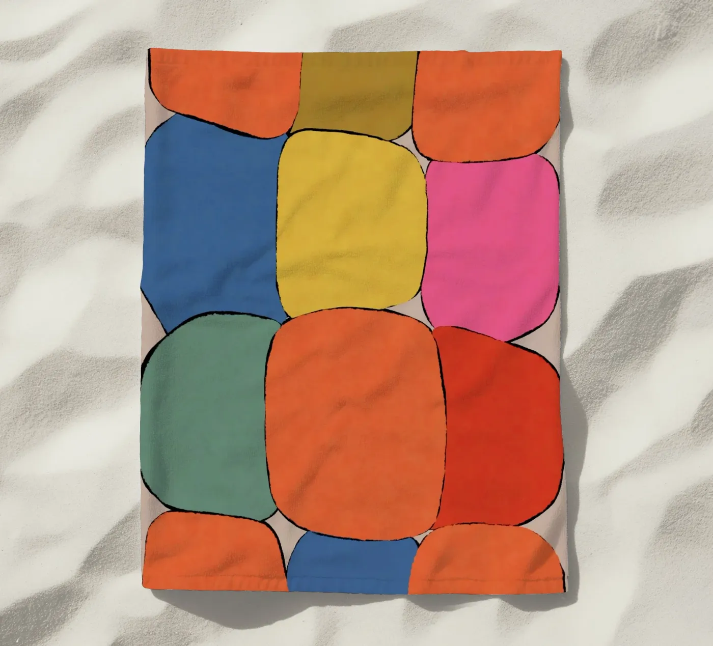 Blokpatroonvelden strandhanddoek van Carinaprint