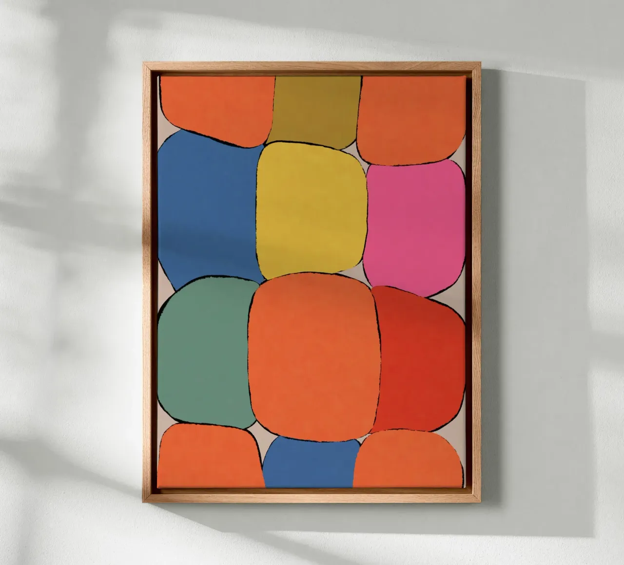 Block pattern fields canvas with Floater frame by Carinaprint