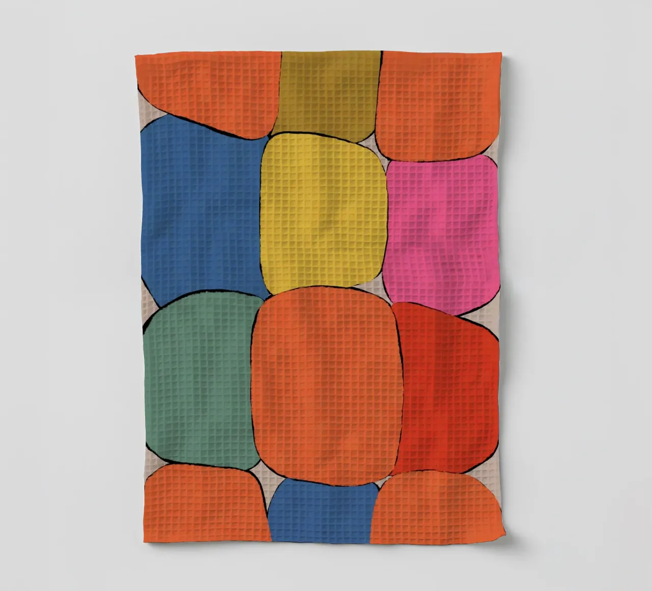 Block pattern fields tea towel by Carinaprint