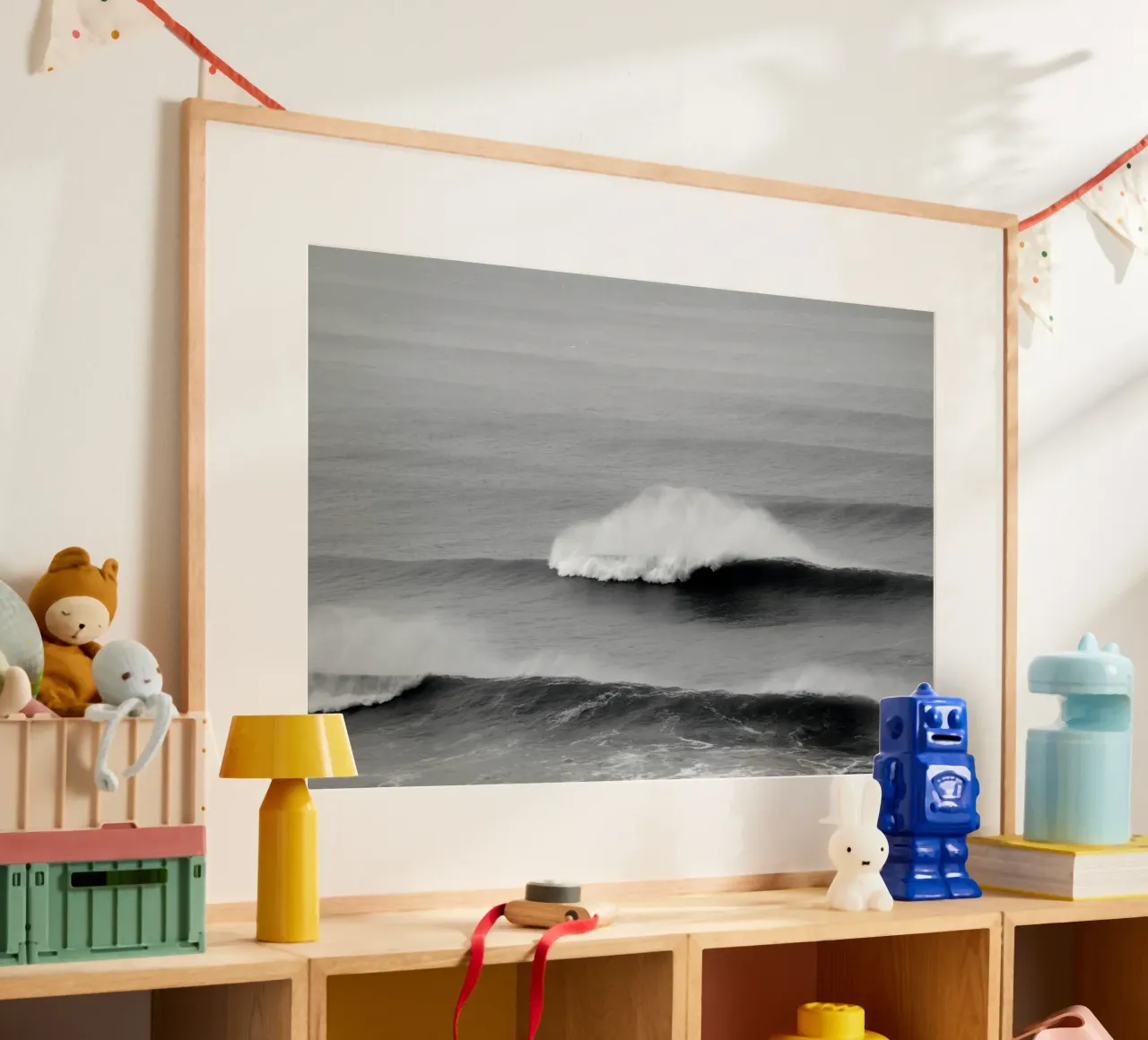 Minimal Waves poster con telaio in legno da Fjöllart