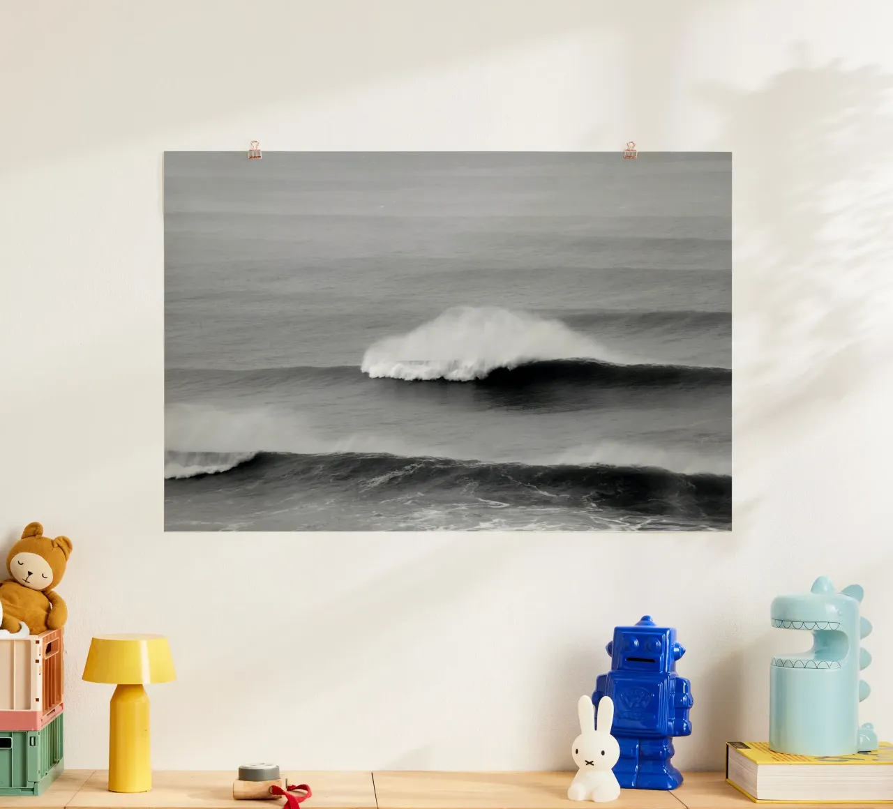 Minimal Waves poster con telaio in legno da Fjöllart