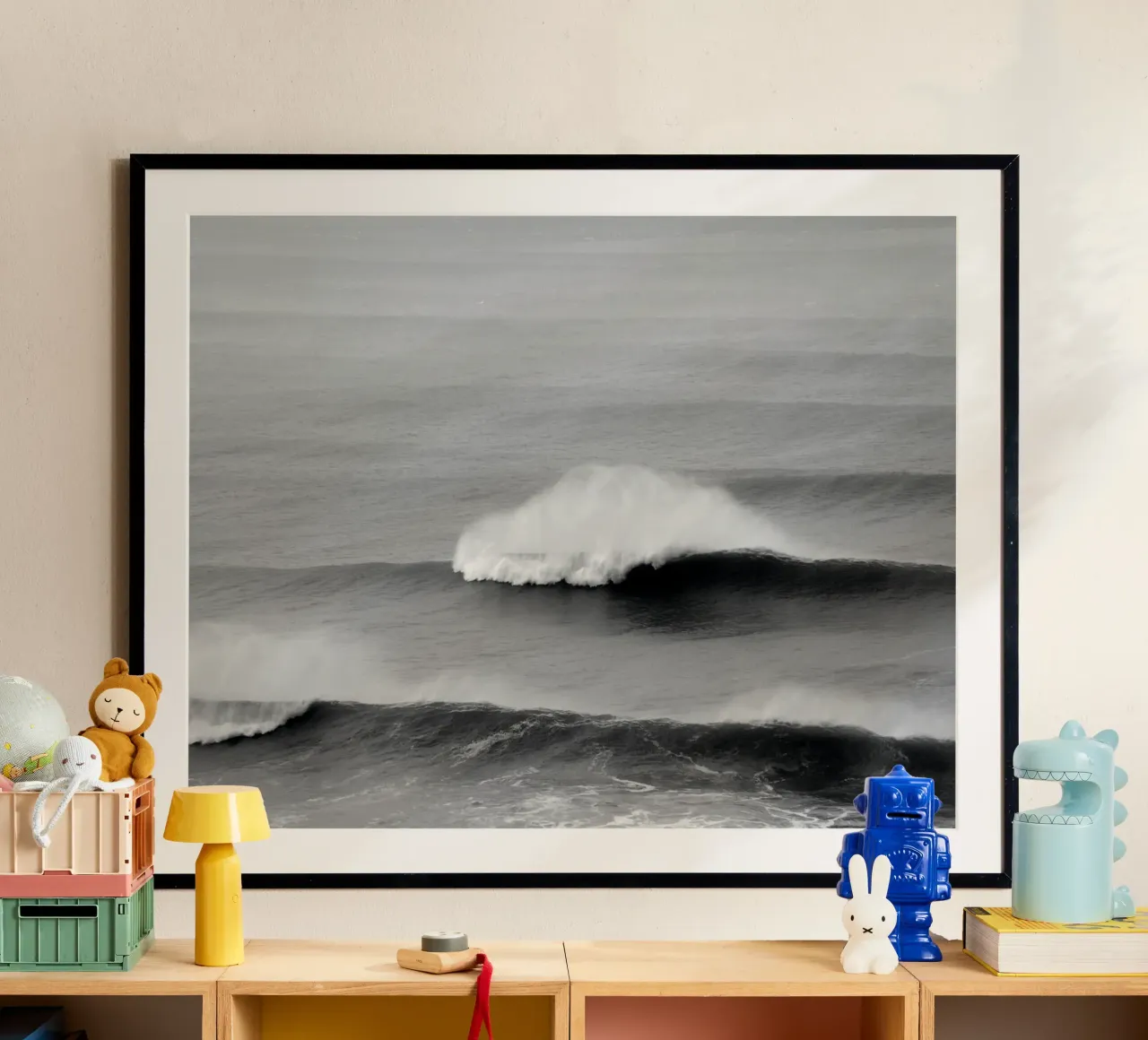 Minimal Waves poster con telaio in legno da Fjöllart