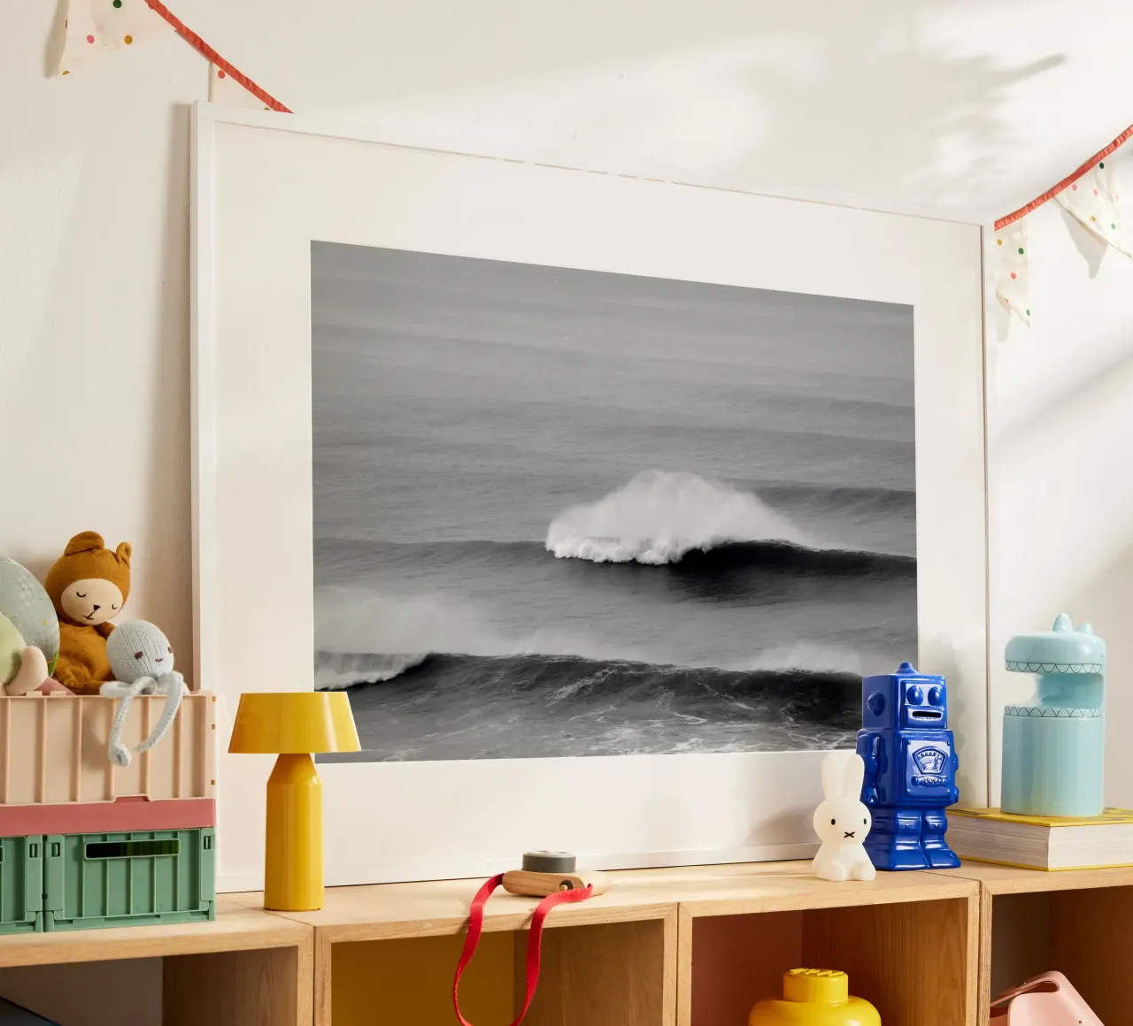 Minimal Waves poster con telaio in legno da Fjöllart