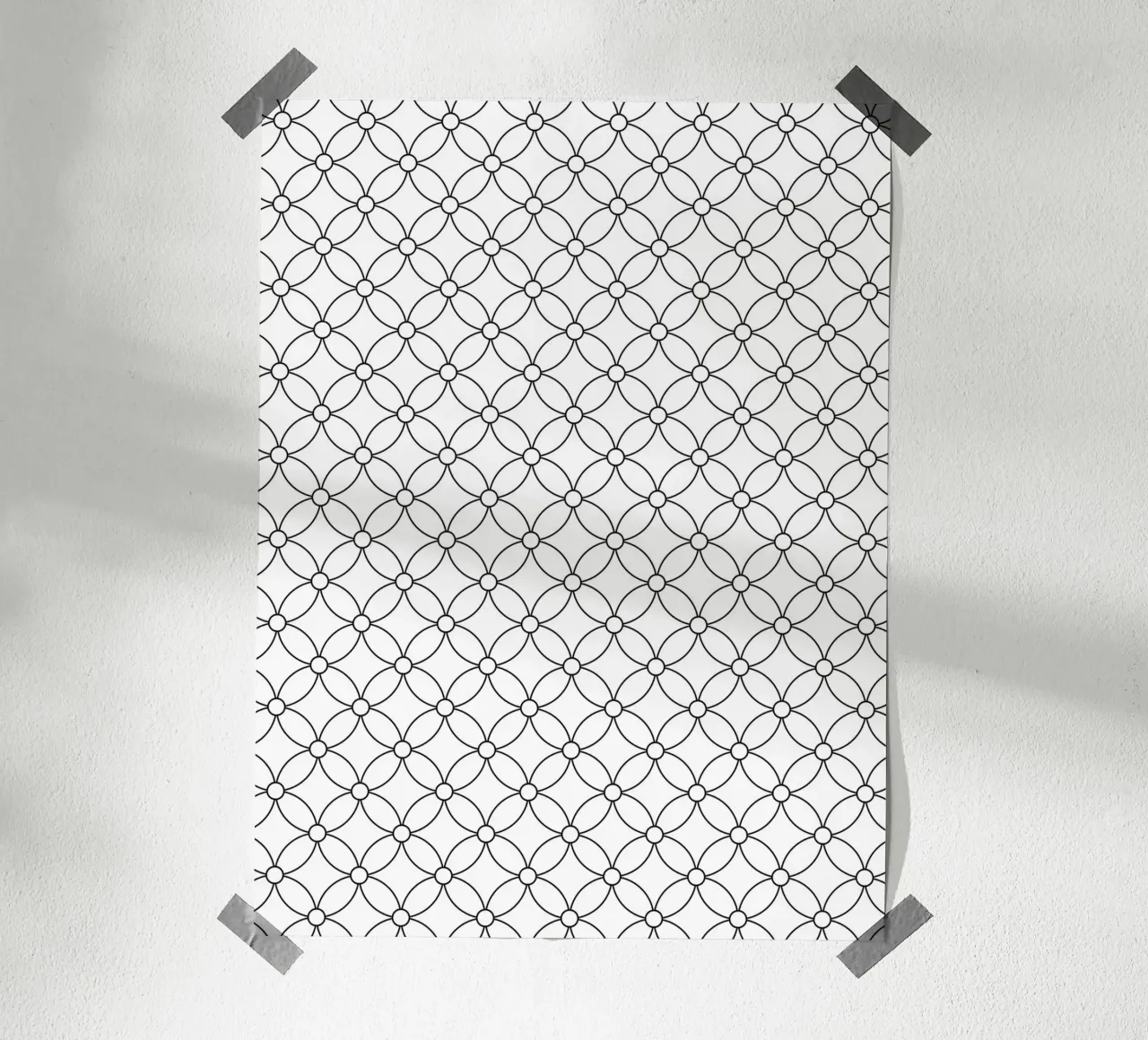 Modello geometrico minimale di fiori in bianco e nero poster con telaio in alluminio da Beauty in Simplicity