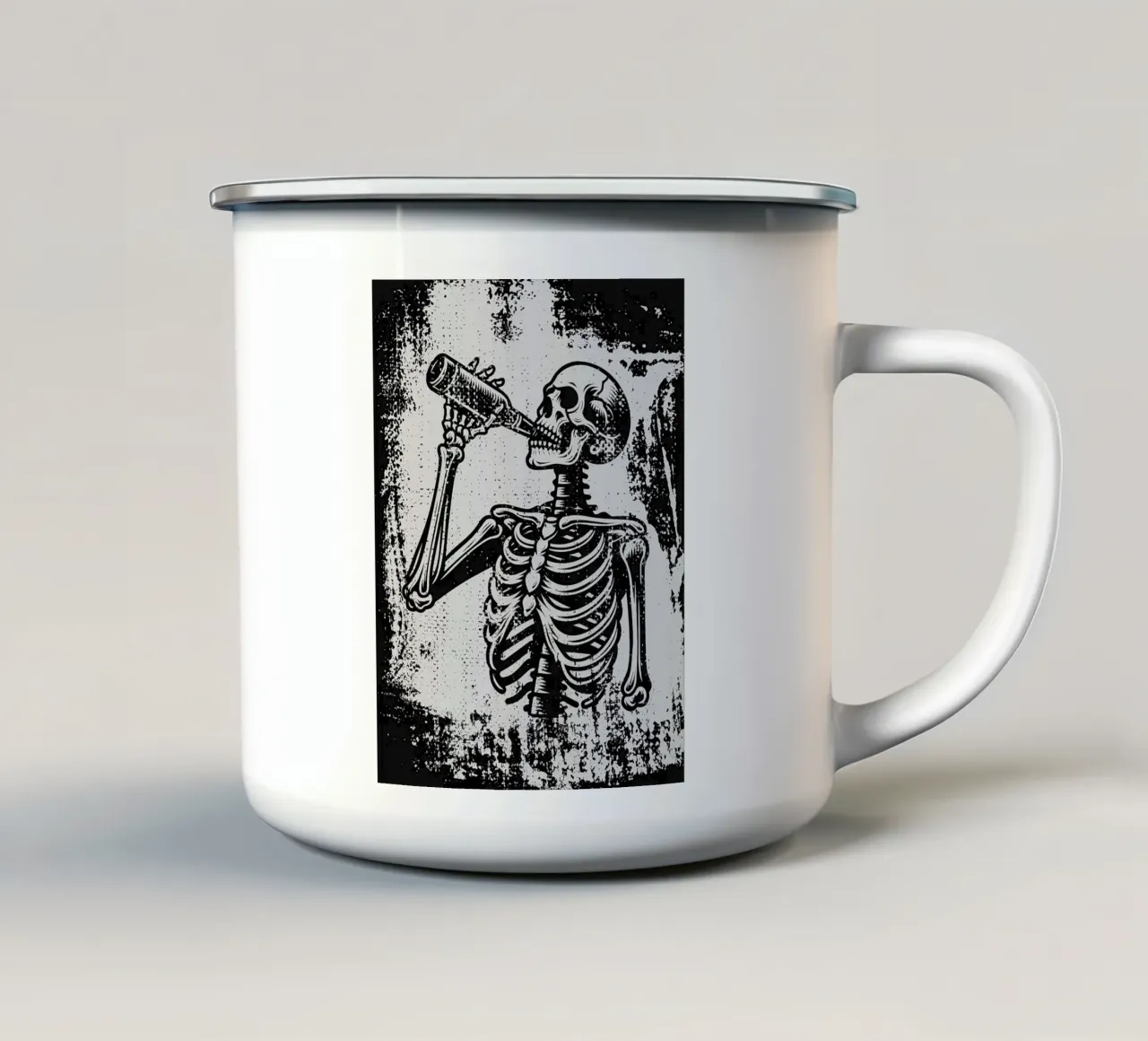 scheletro bottiglia da bere anatomia umana tazza in smalto da Rick Thompson