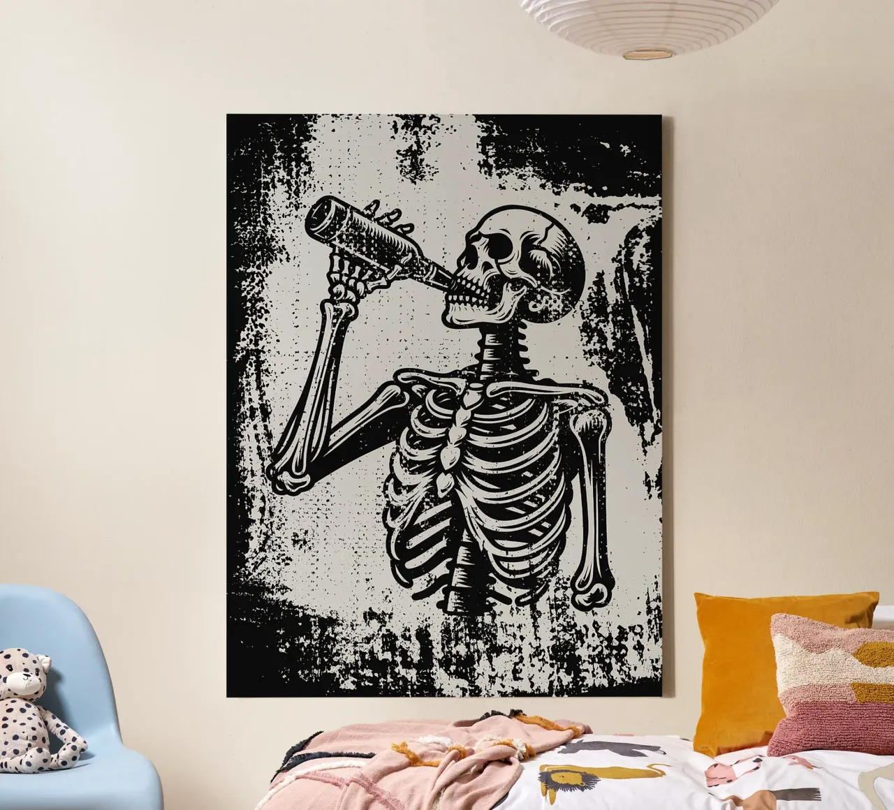 scheletro bottiglia da bere anatomia umana tela con Cornice a cassetta da Rick Thompson