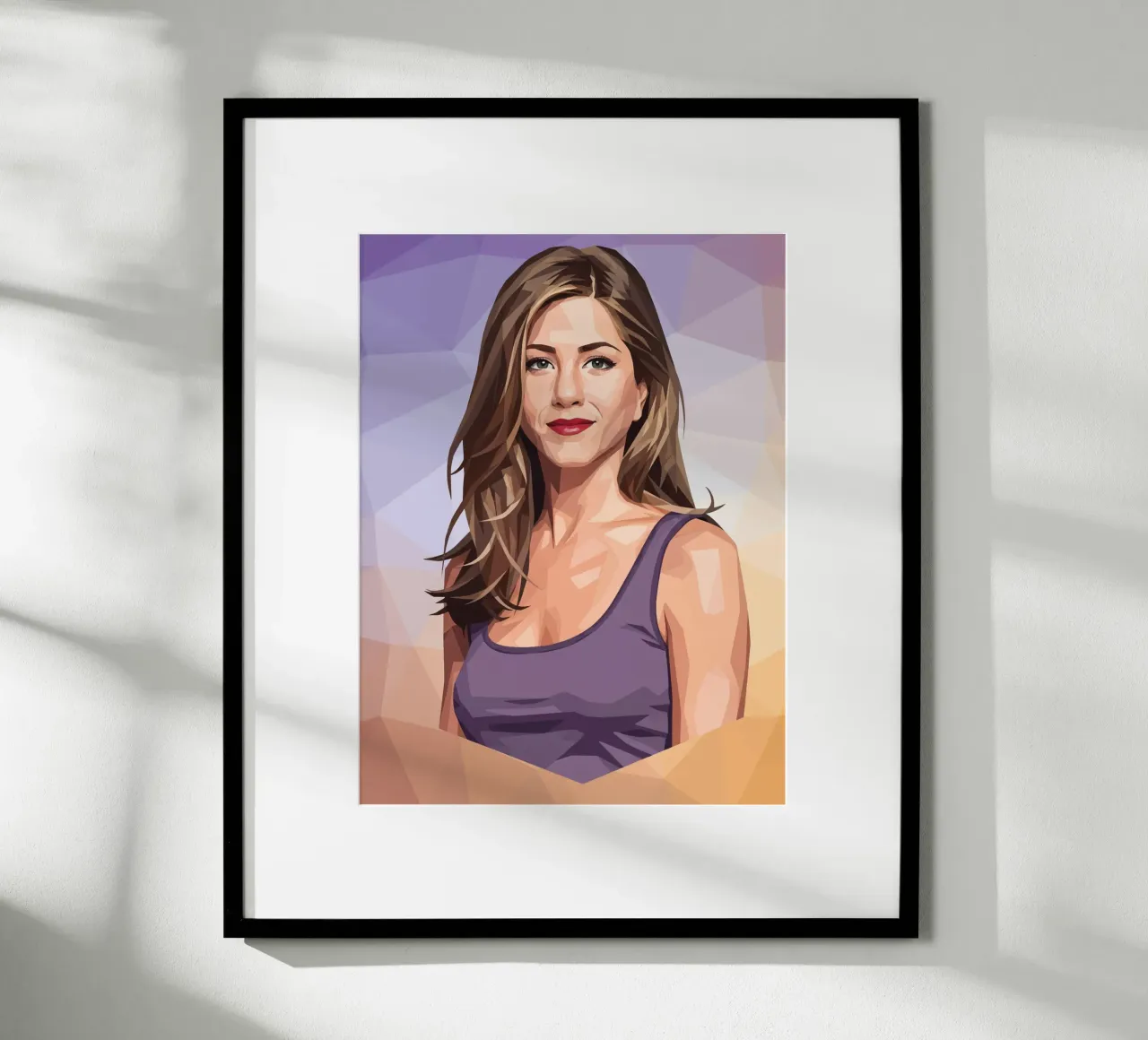 Jennifer Aniston Lowpoly poster con telaio in alluminio da Low Profile