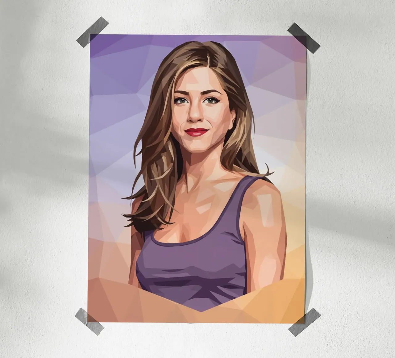Jennifer Aniston Lowpoly poster con telaio in alluminio da Low Profile