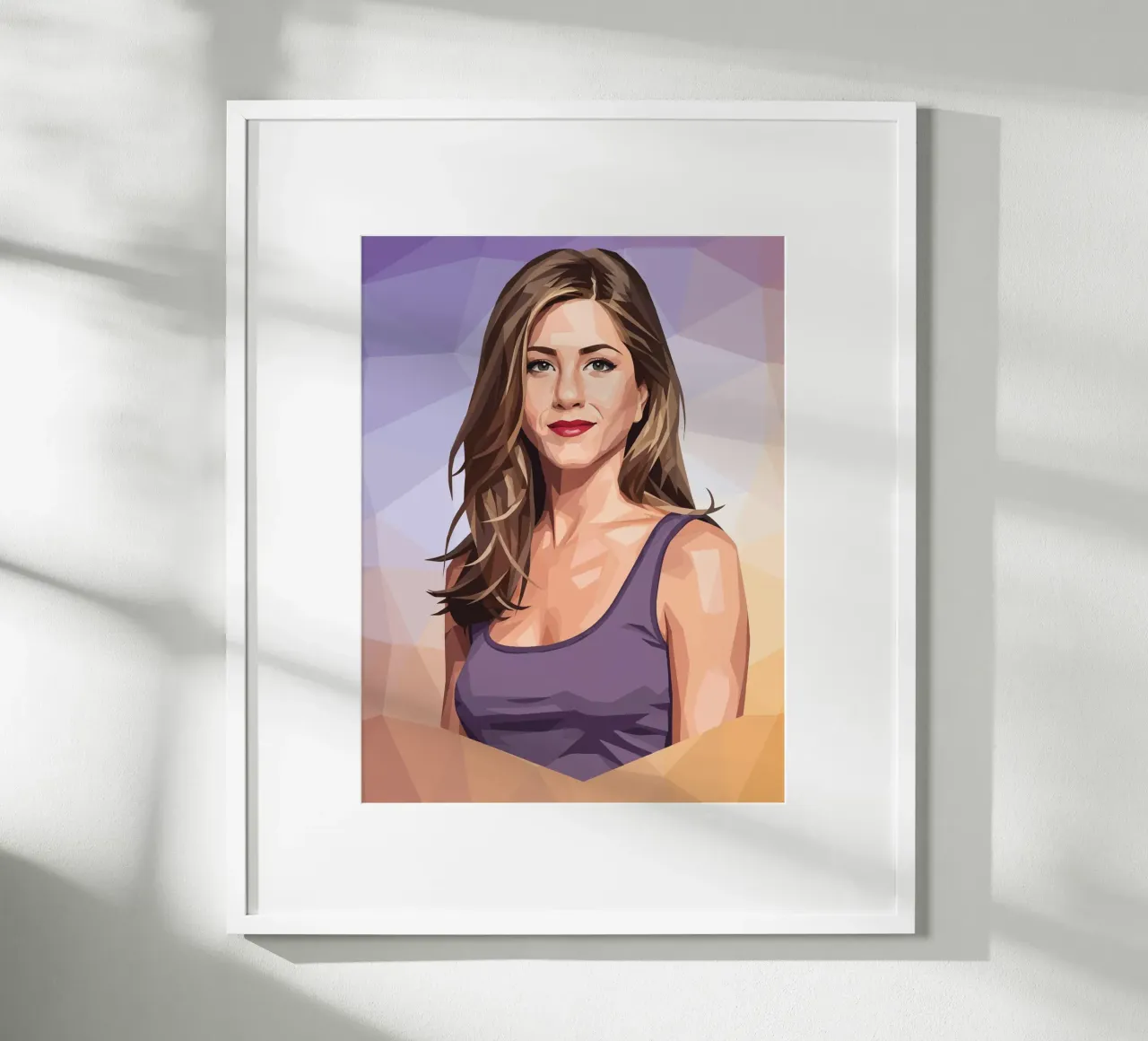 Jennifer Aniston Lowpoly poster con telaio in alluminio da Low Profile