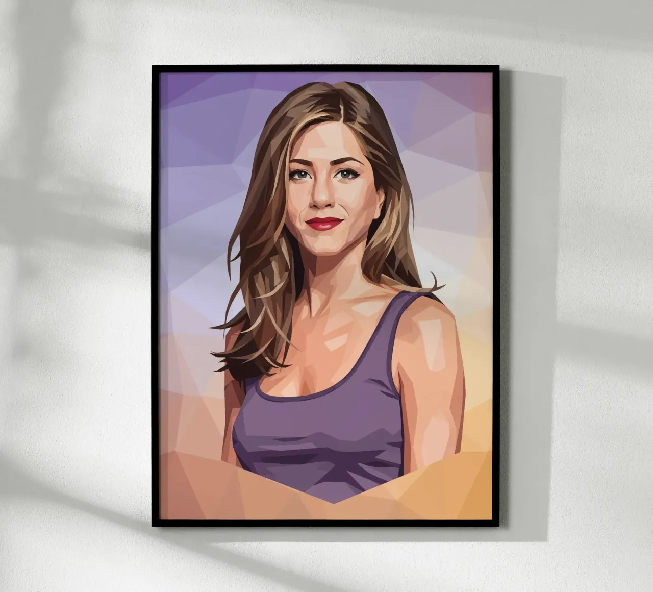 Jennifer Aniston Lowpoly poster con telaio in alluminio da Low Profile