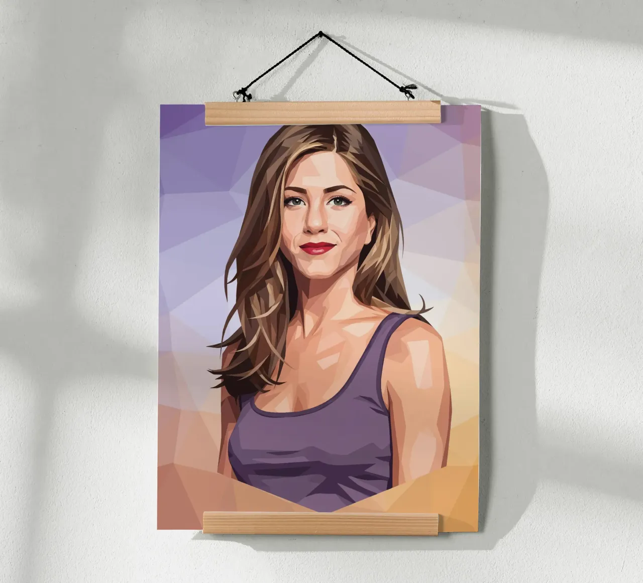 Jennifer Aniston Lowpoly poster con telaio in alluminio da Low Profile