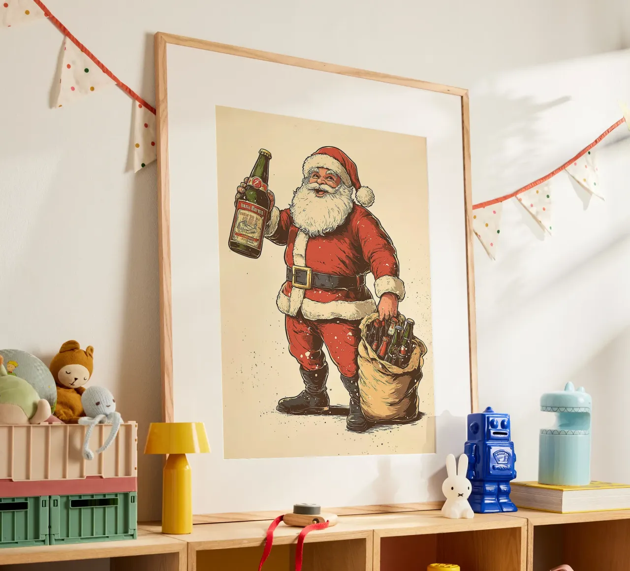 Babbo Natale barba rossa vestito allegro poster da Rick Thompson