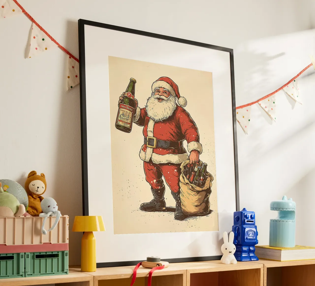 Babbo Natale barba rossa vestito allegro poster da Rick Thompson