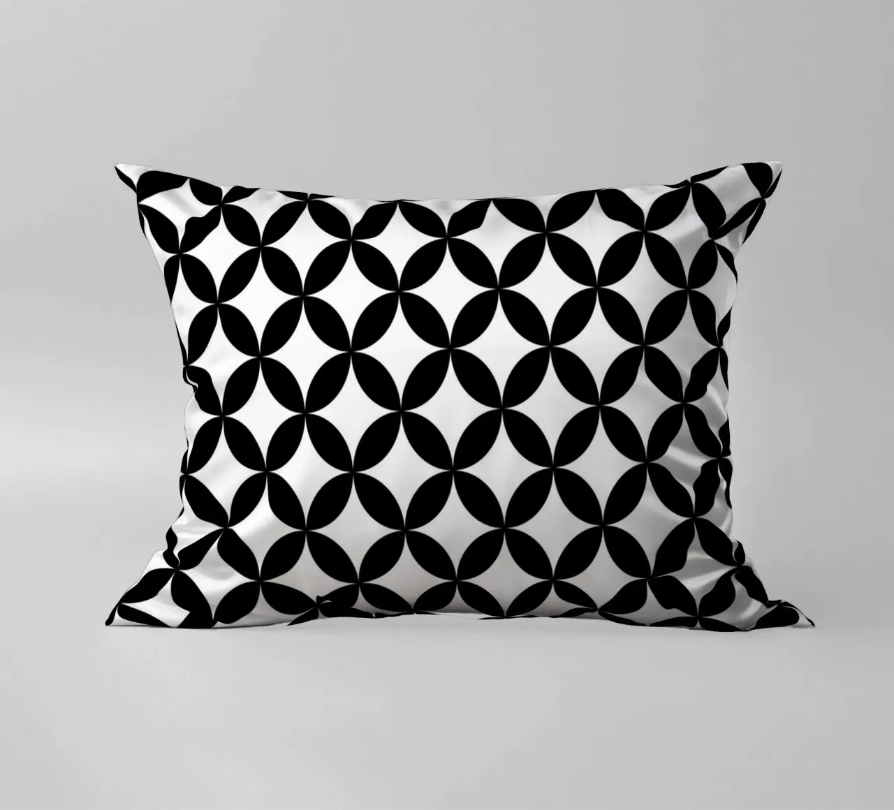 Minimal Geometric Flower Pattern 2 | Negro sobre blanco cojín de Beauty in Simplicity