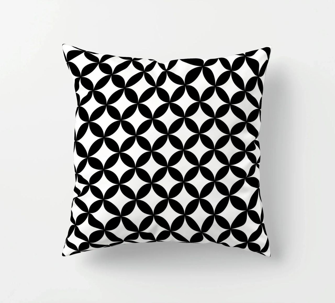 Modello floreale geometrico minimale 2 | Nero su bianco cuscino da Beauty in Simplicity