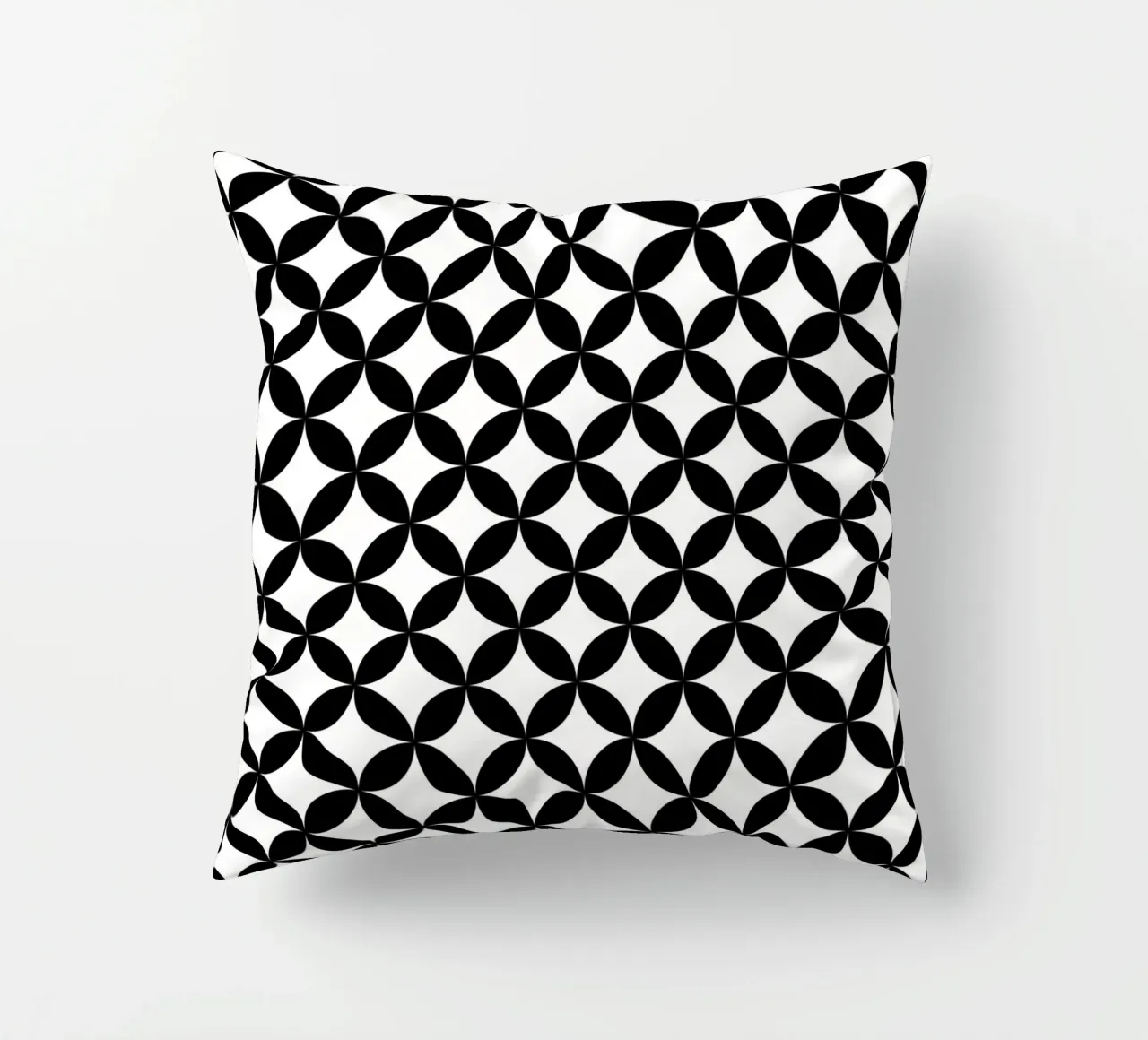 Minimal Geometric Flower Pattern 2 | Negro sobre blanco cojín de Beauty in Simplicity
