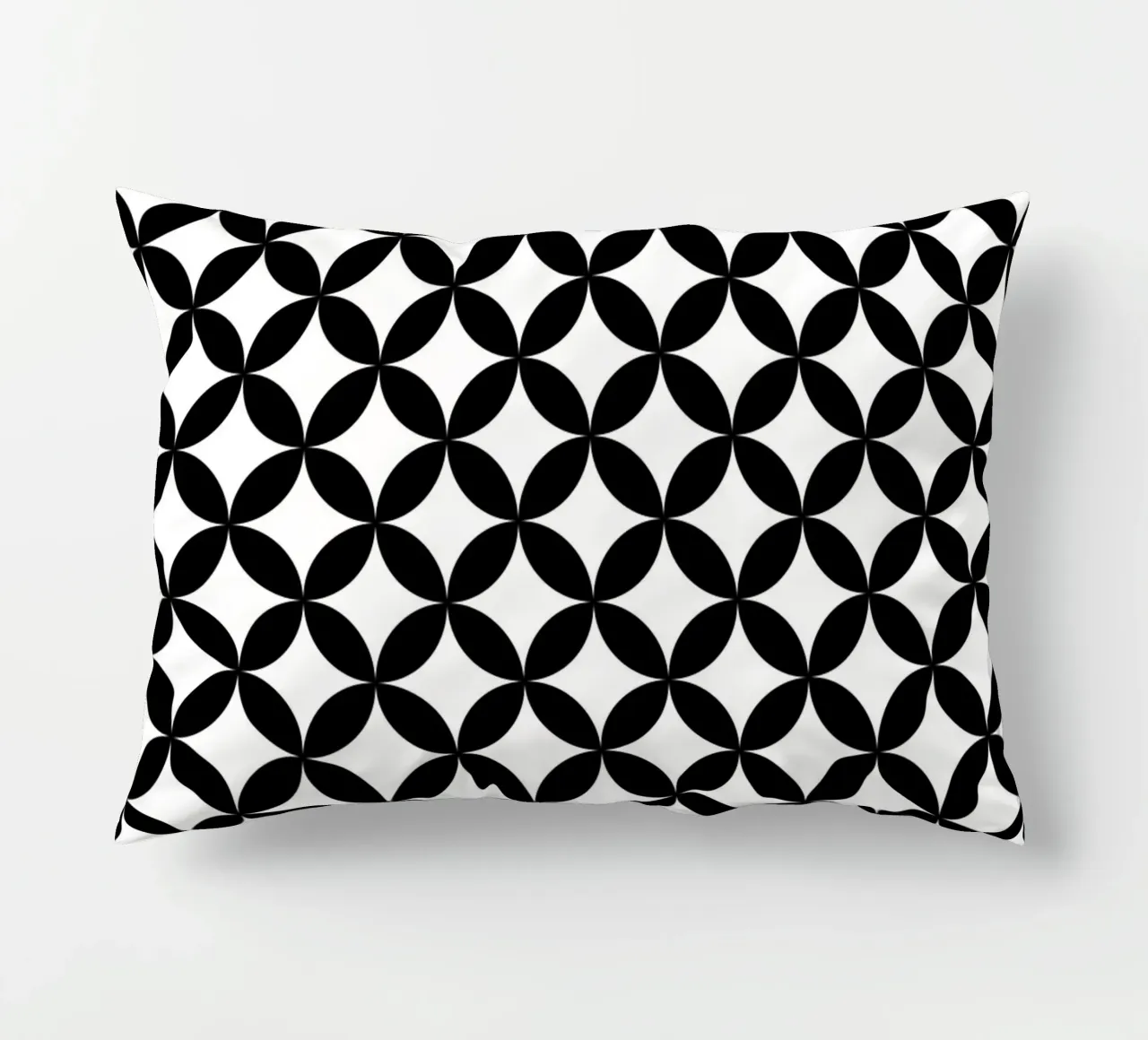 Minimal Geometric Flower Pattern 2 | Negro sobre blanco cojín de Beauty in Simplicity