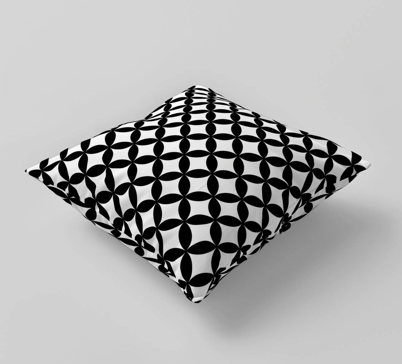 Modello floreale geometrico minimale 2 | Nero su bianco cuscino da Beauty in Simplicity