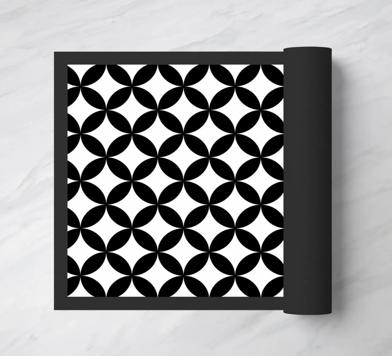 Modello floreale geometrico minimale 2 | Nero su bianco zerbino da Beauty in Simplicity