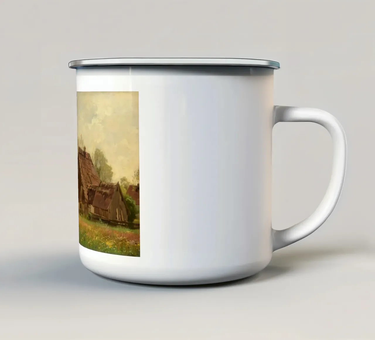 vecchia casa con ampio cortile tazza in smalto da pleceng shope