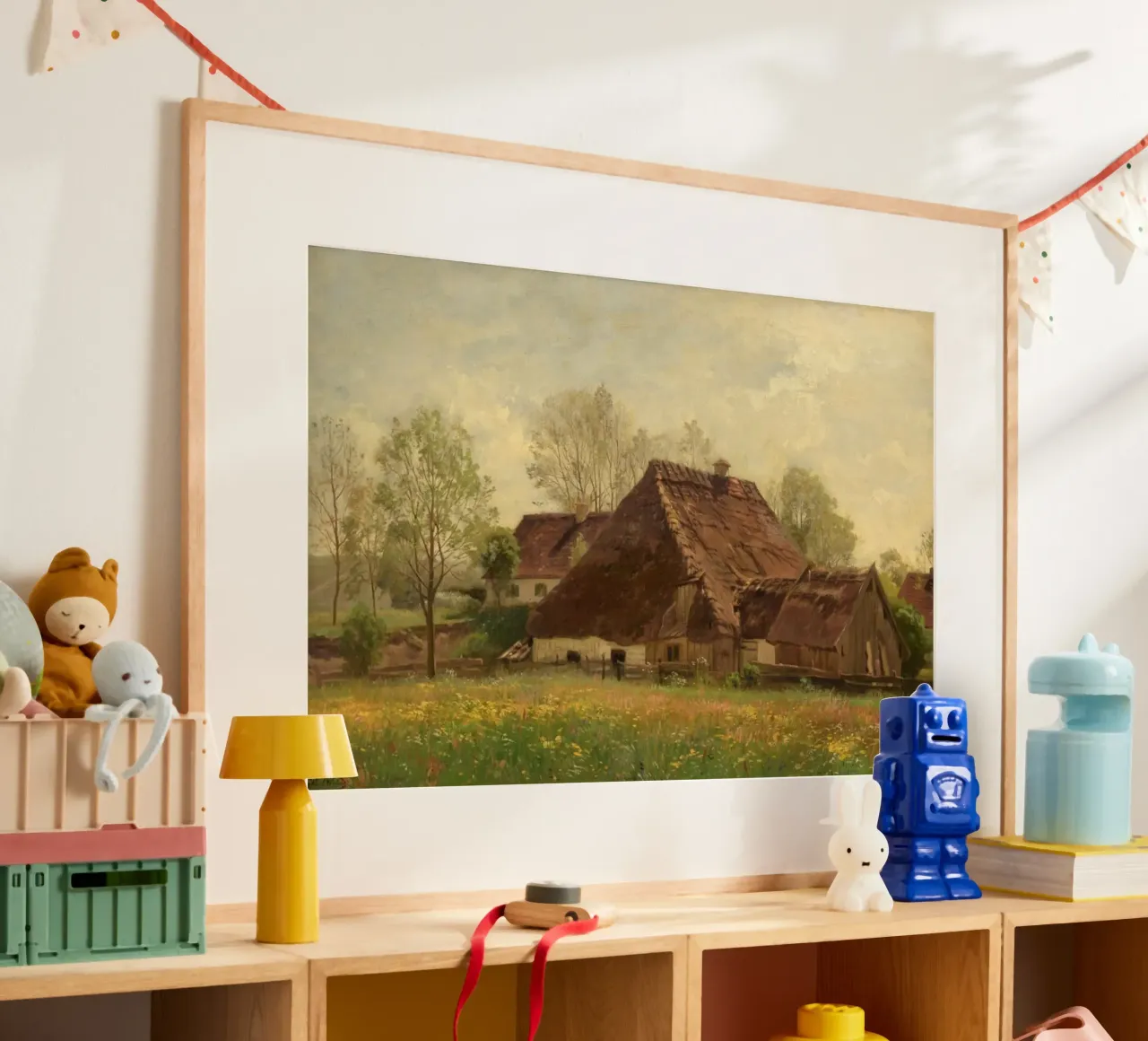 maison ancienne avec une grande cour poster de pleceng shope