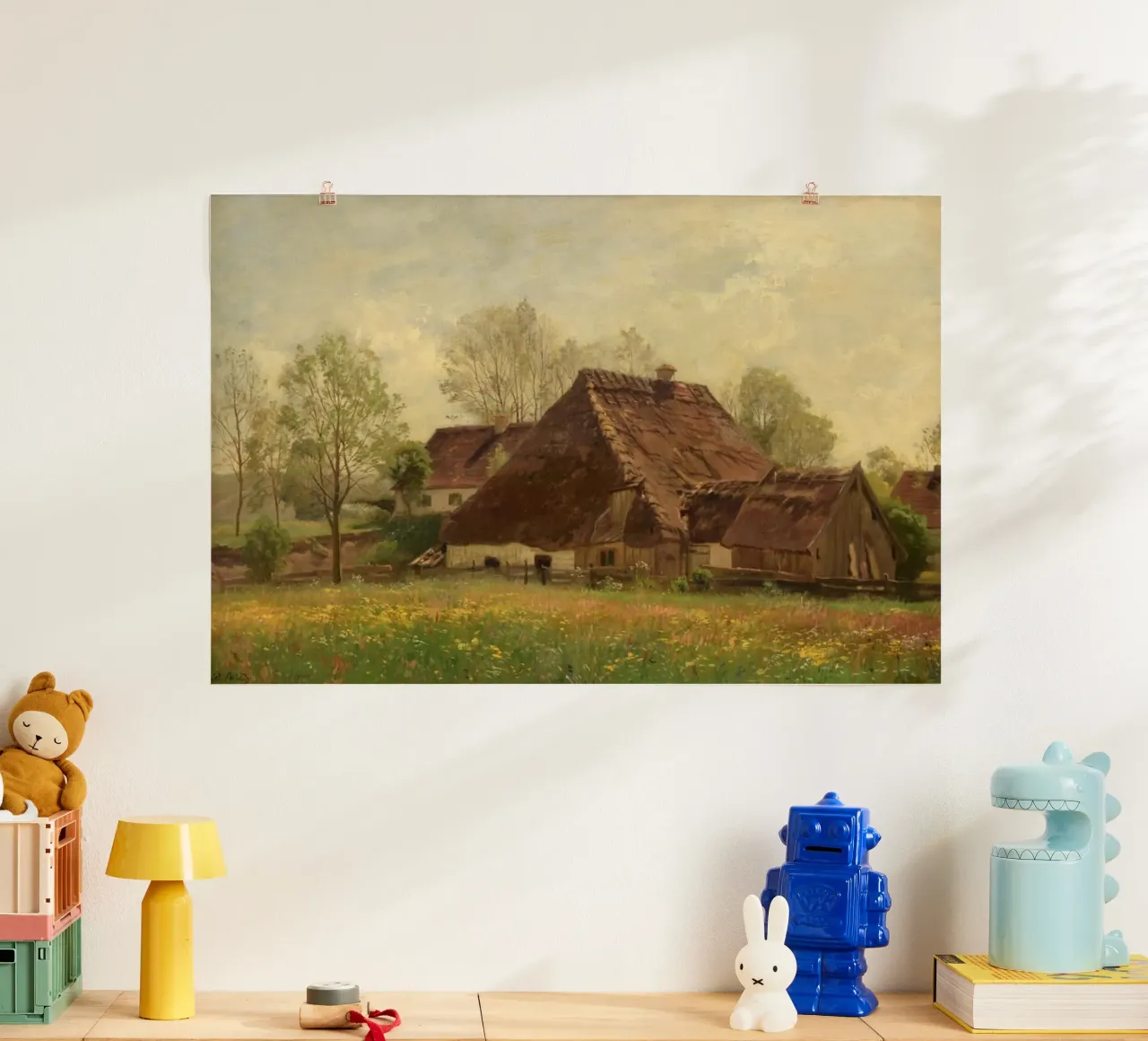 maison ancienne avec une grande cour poster de pleceng shope