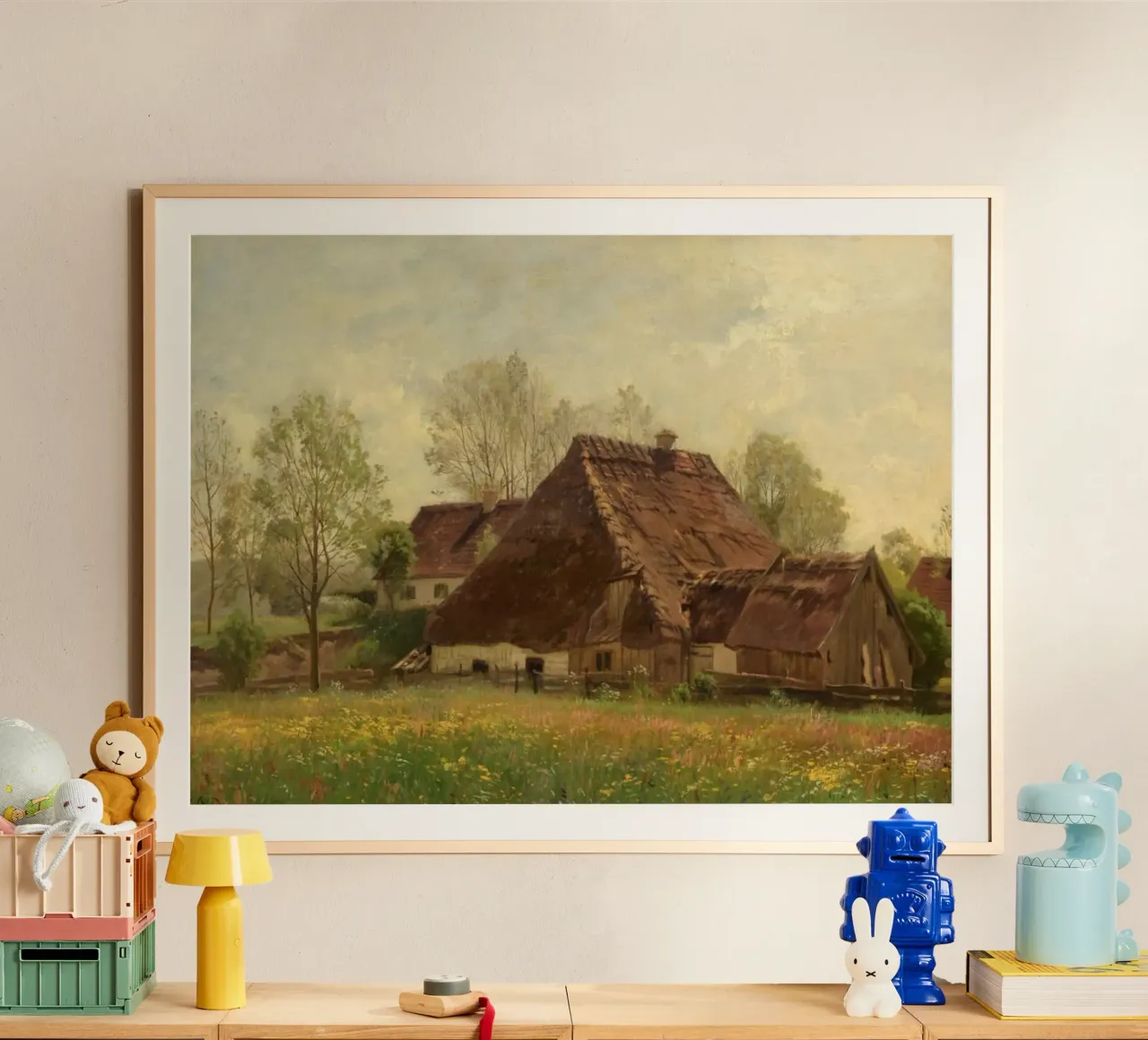 maison ancienne avec une grande cour poster de pleceng shope