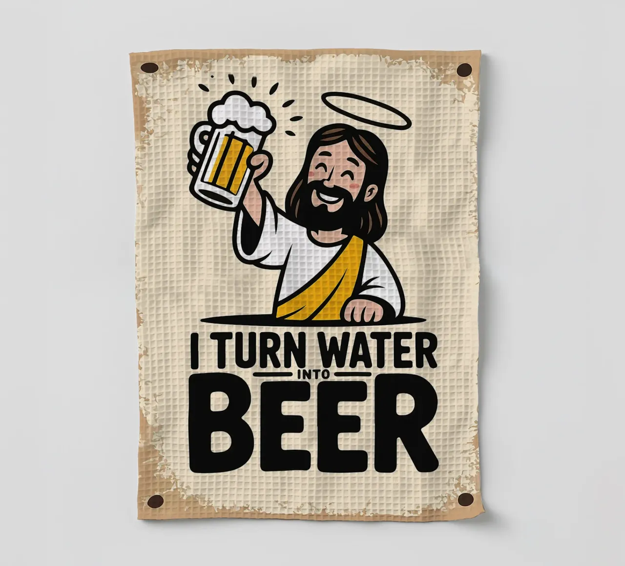 chope à bière verre halo jaune torchon de Adam Bican