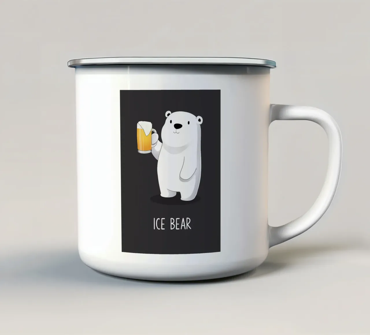 orso polare boccale di birra schiuma birra in piedi posa tazza in smalto da Adam Bican