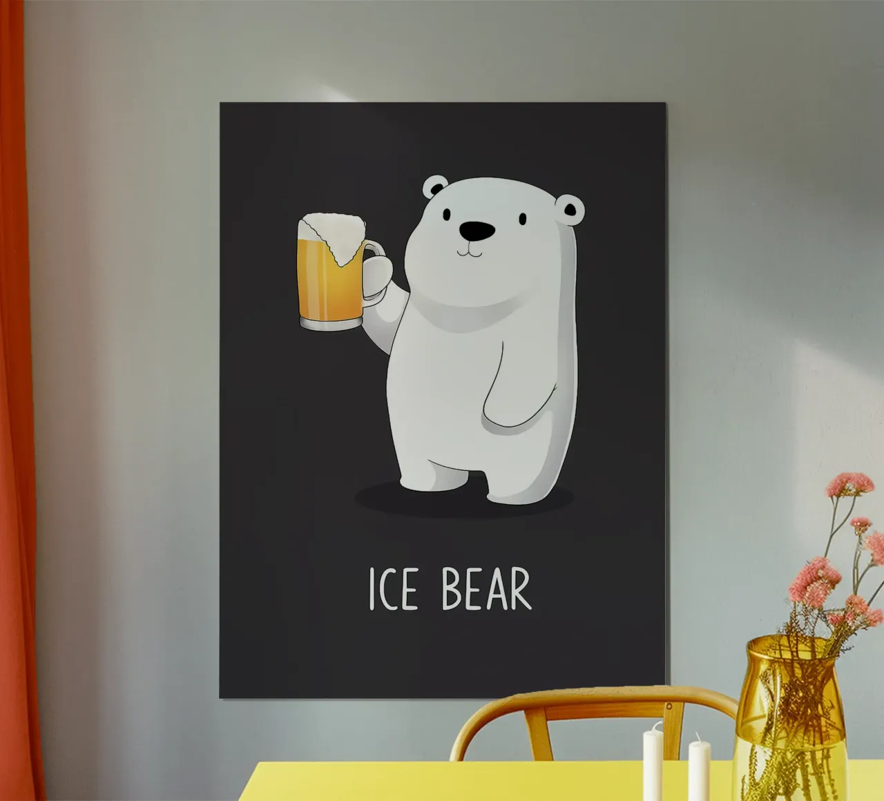Eisbär Bierkrug Bierschaum stehende Pose Poster mit Aluminium Rahmen von Adam Bican