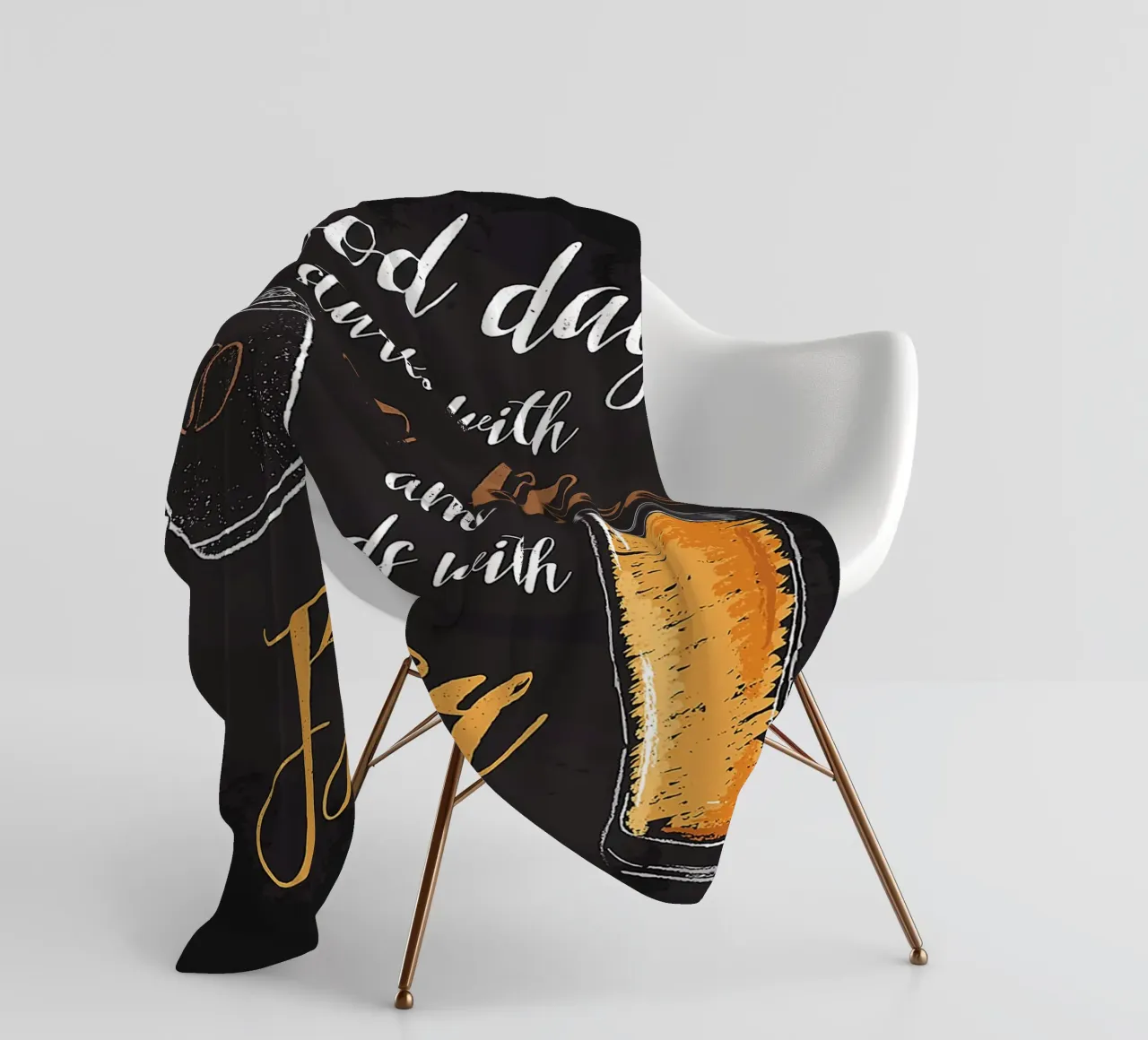 Kaffeetasse Bierglas handgeschriebener Text schwarzer Hintergrund Fleecedecke von Adam Bican