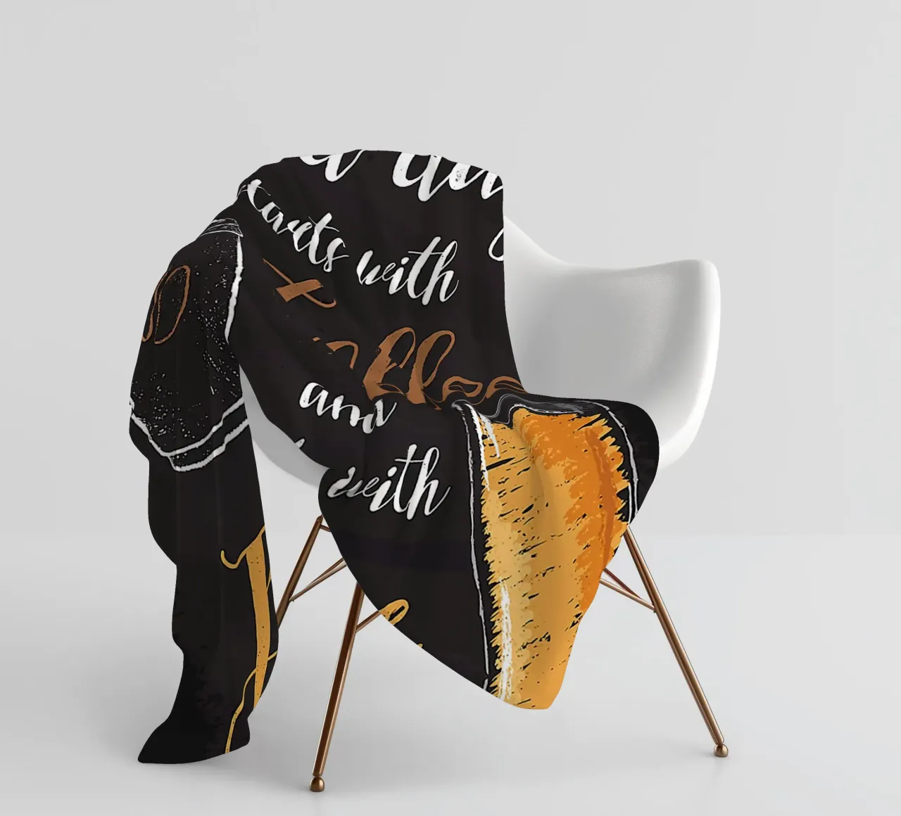 Kaffeetasse Bierglas handgeschriebener Text schwarzer Hintergrund Fleecedecke von Adam Bican