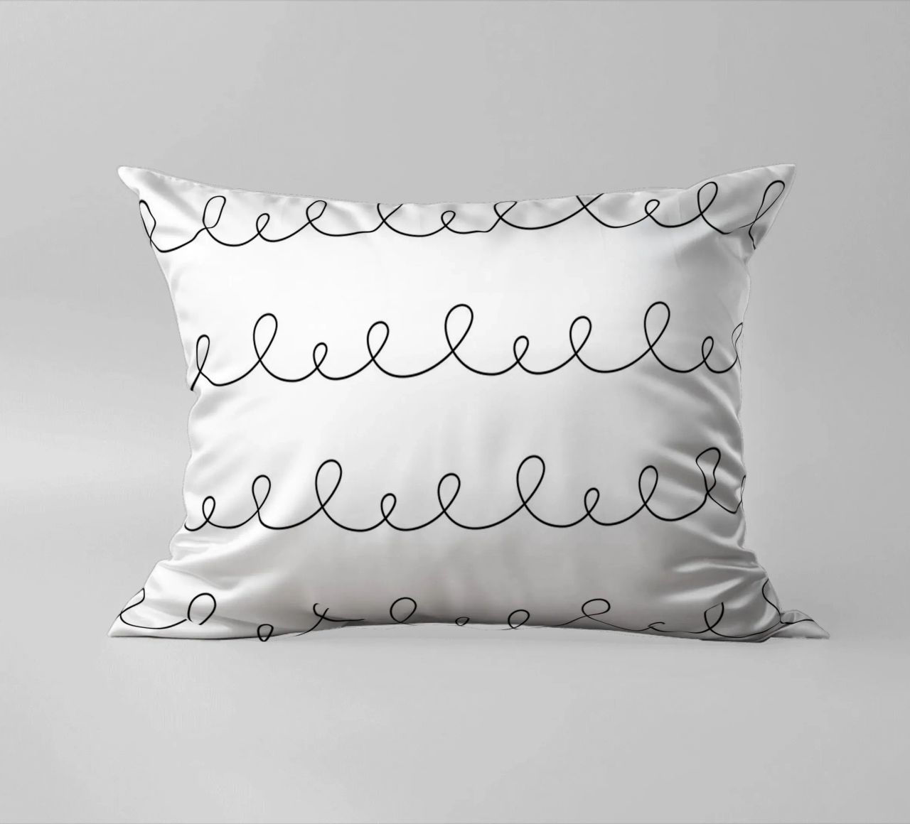 Disegno geometrico minimale di linee ad anello | Nero su bianco cuscino da Beauty in Simplicity