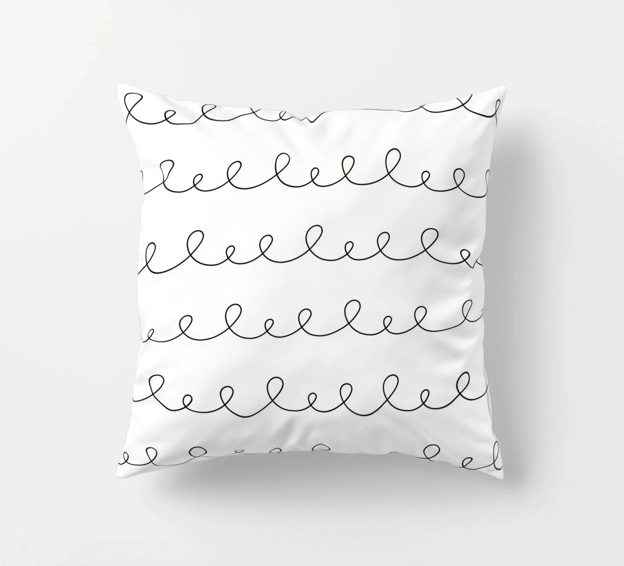Disegno geometrico minimale di linee ad anello | Nero su bianco cuscino da Beauty in Simplicity