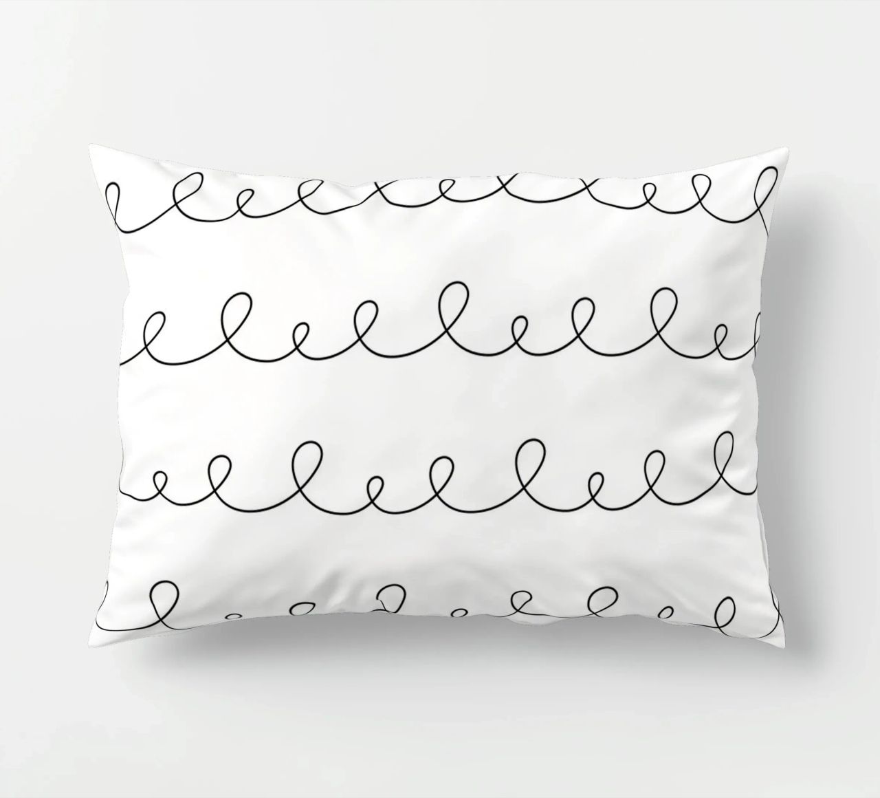 Disegno geometrico minimale di linee ad anello | Nero su bianco cuscino da Beauty in Simplicity