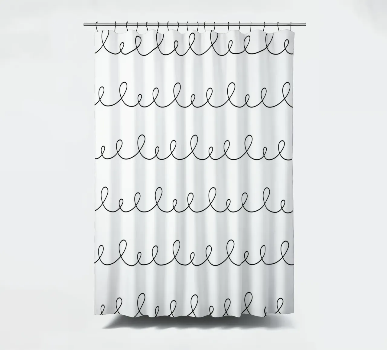 Minimal Geometric Looping Lines Zeichnung | Schwarz auf Weiß Duschvorhang von Beauty in Simplicity
