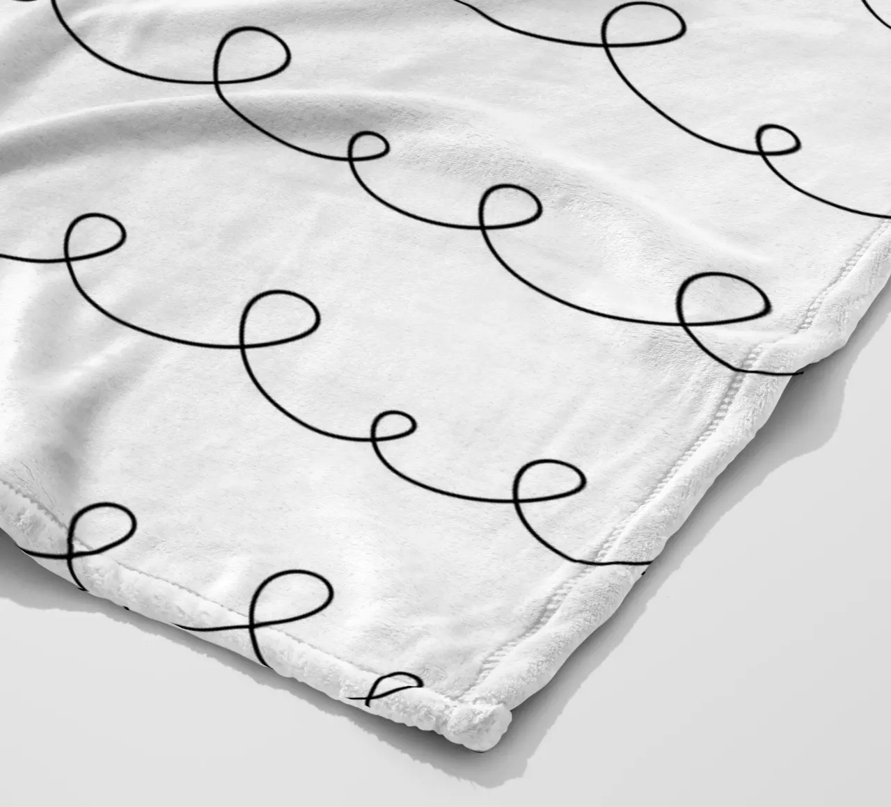 Minimal Geometric Looping Lines Zeichnung | Schwarz auf Weiß Fleecedecke von Beauty in Simplicity