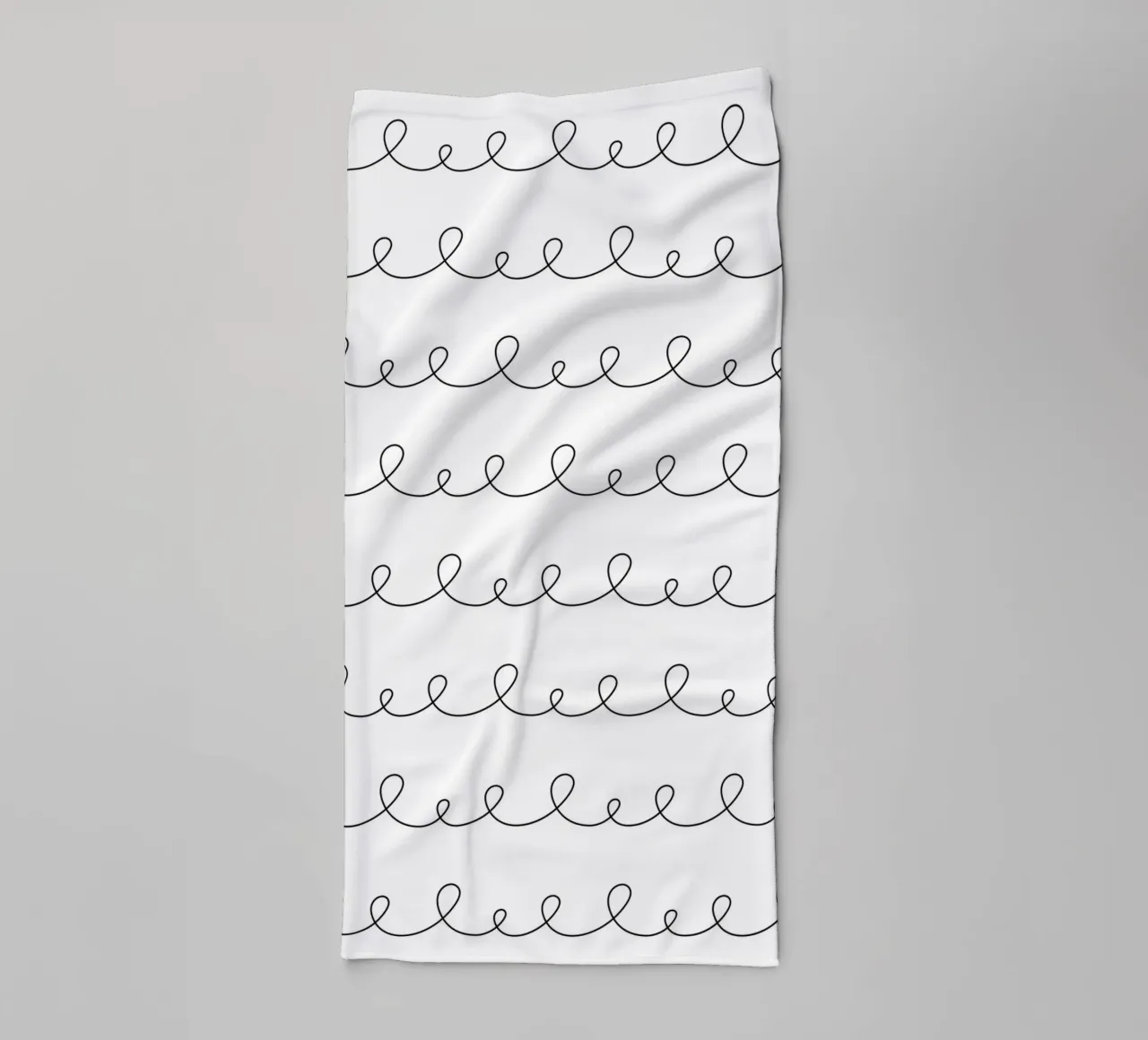 Minimal Geometric Looping Lines Drawing | Negro sobre blanco toalla de baño de Beauty in Simplicity