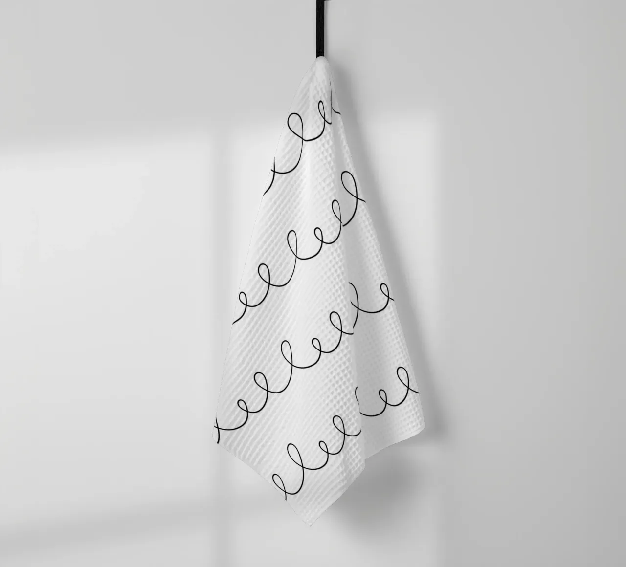Minimal Geometric Looping Lines Zeichnung | Schwarz auf Weiß Geschirrtuch von Beauty in Simplicity
