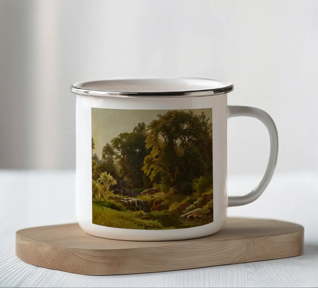 foglie verdi tazza in smalto da pleceng shope