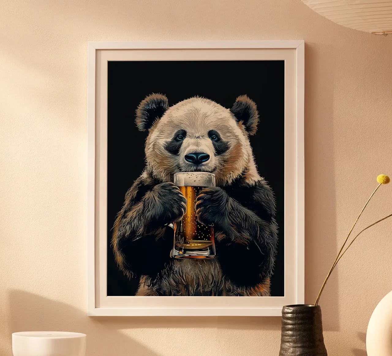 Panda Bierkrug Tier Getränk Blasen Poster von Adam Bican