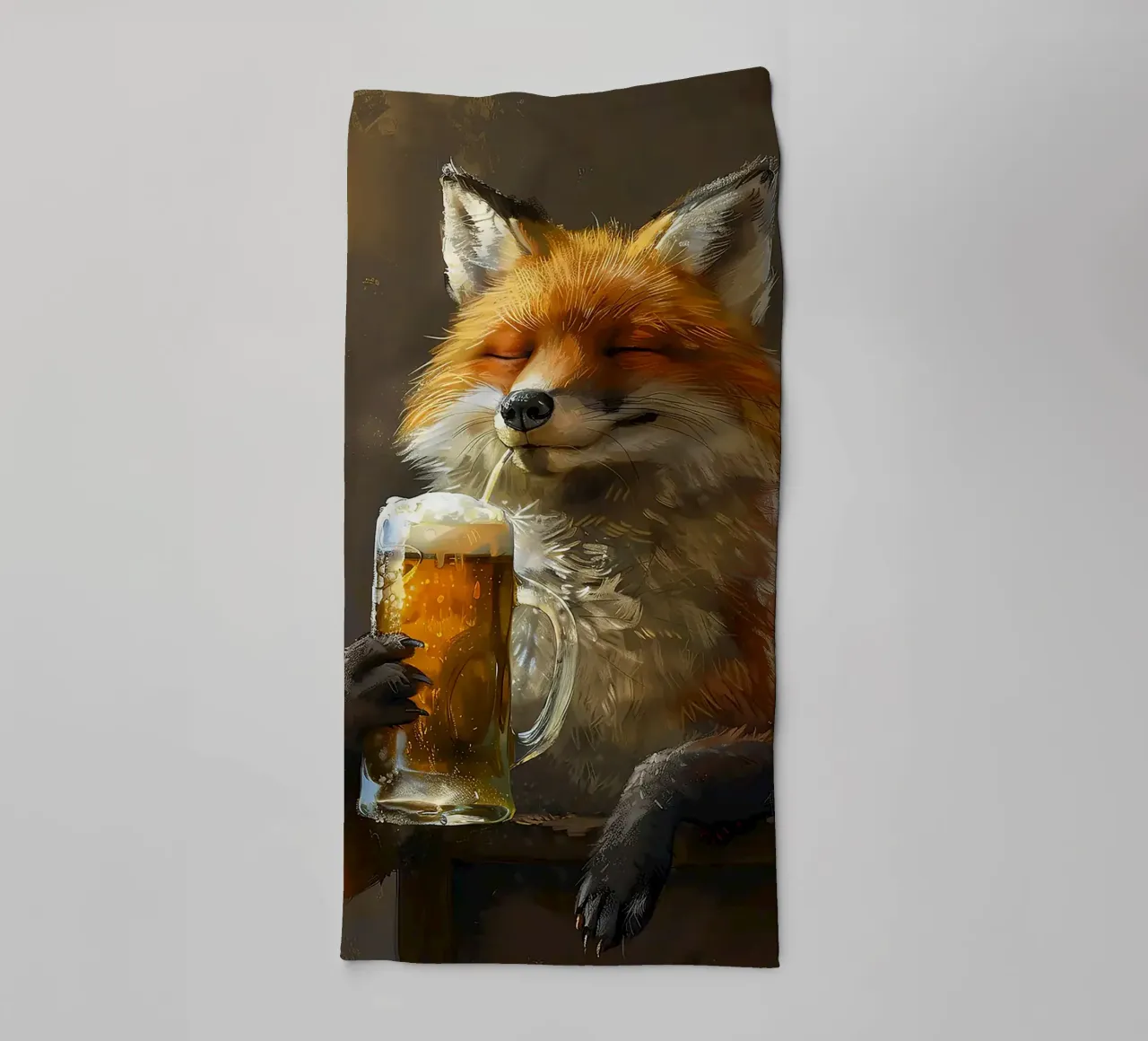 Fuchs Bierglas Krug Schaum Strohhalm Handtuch von Adam Bican