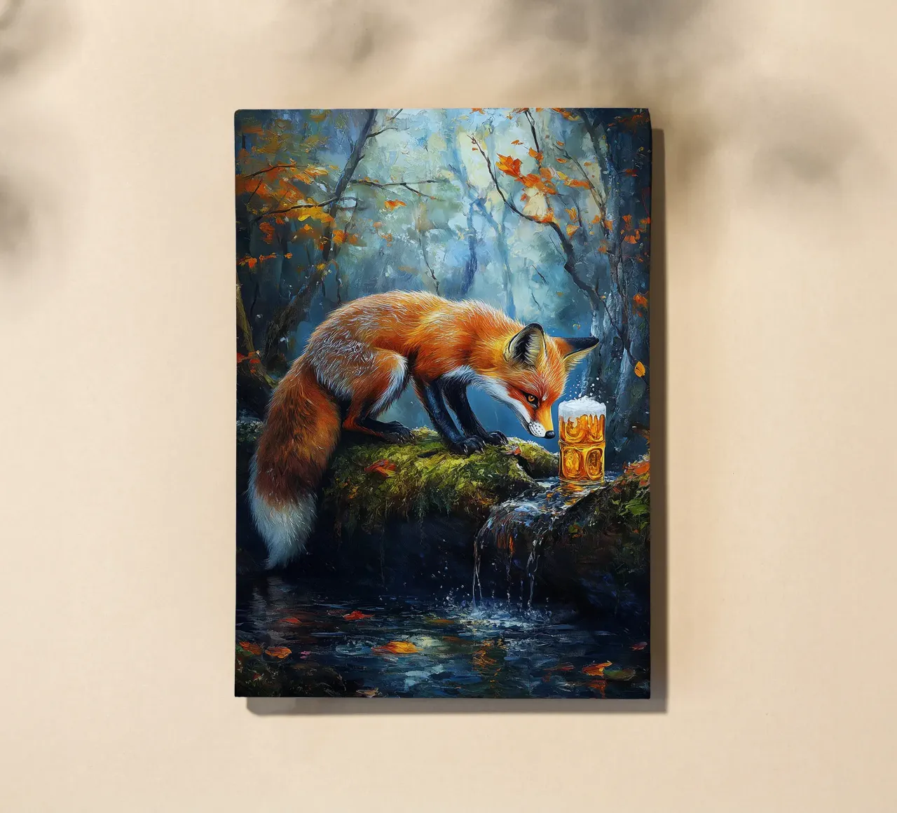 fox forest stream mossy log autumn leaves notebook by Adam Bican