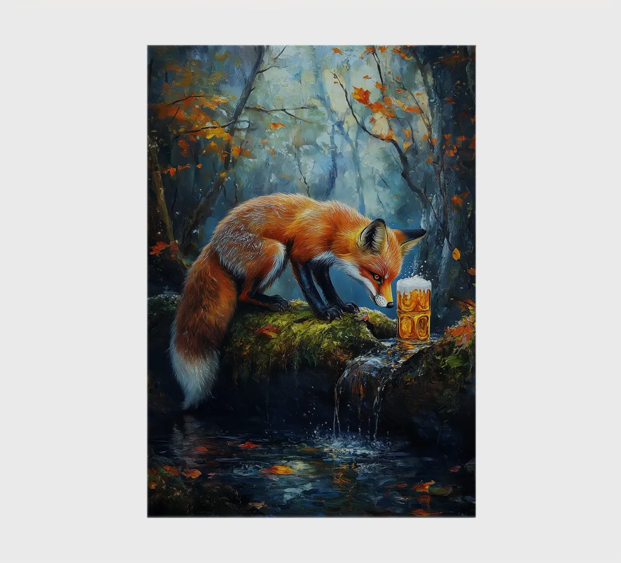 fox forest stream mossy log autumn leaves notebook by Adam Bican