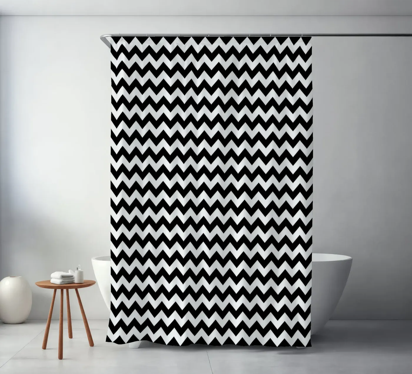 Minimal Chic Basic Chevron Pattern | Bianco e nero tenda da doccia da Beauty in Simplicity