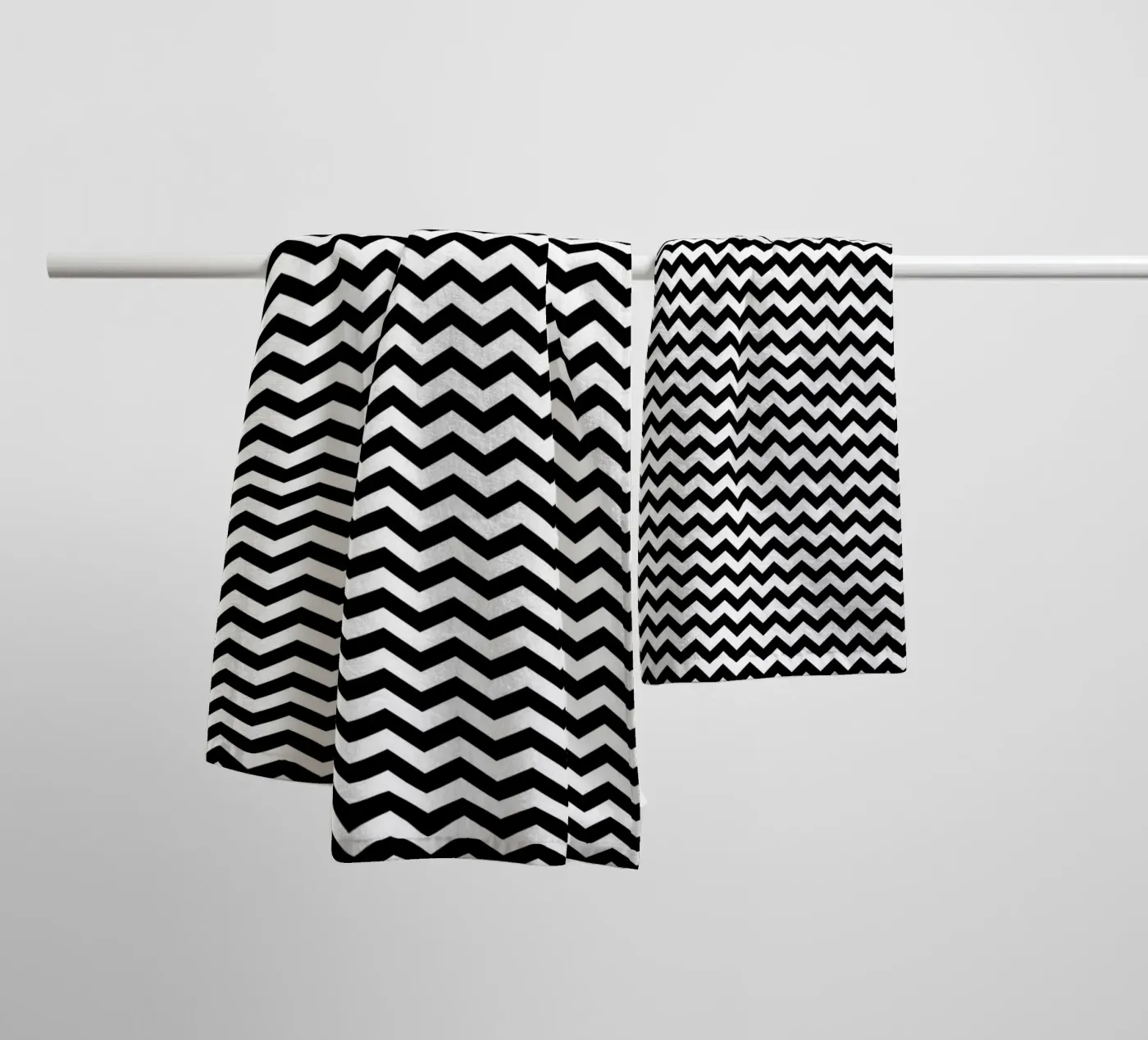 Minimal Chic Basic Chevron Pattern | Black and White towel by Beauty in Simplicity